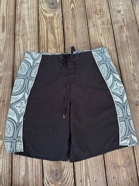 Quiksilver Black Paisley Boardshorts Swim Trunks Men M